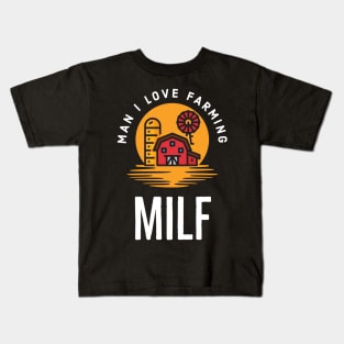 Man I Love Farming Simple Sunset Farmer Lover Kids T-Shirt